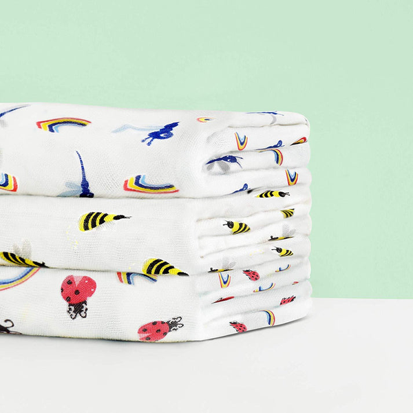 Kit com 3 Fraldas De Pano Estampadas