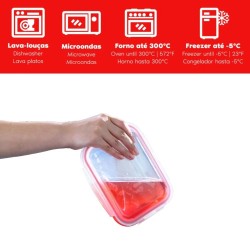 Kit com 3 Potes de Vidro Herméticos Retangulares 1,5L Invicta