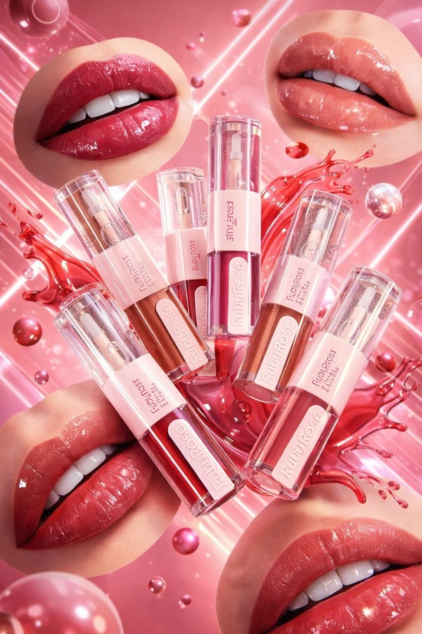 Batom e gloss Duo Double Layer Ruby Rose - COR DL120