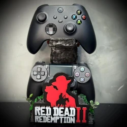 Suporte Premium Duplo Para Controle Ps5/ Ps4 e Xbox Red Dead Redemption 2 de luxo pintado a mão + CHAVEIRO DE BRINDE Pronta Entrega