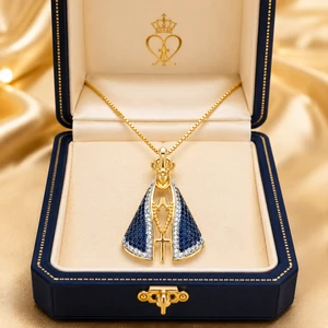 Colar Nossa Senhora Aparecida Banhado a Ouro 18K – Fé, Proteção e Elegância