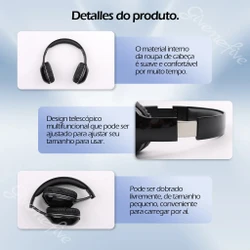  Fone de ouvido sem fio p103 com iluminação, redução de ruído, estéreo, fones de ouvido para computador, jogos, escritório,