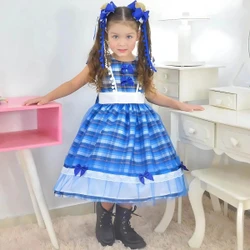 Vestido Festa Junina Xadrez  + Saia de Armação + 2 Laços