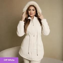 [Pague 1 Leve 2] Parka Feminina Premium Forrada com Ajuste na Cintura e Capuz Removível
