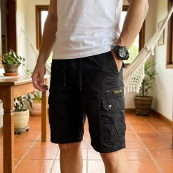 [Leve 4. Pague Só 2!] Bermuda Tática Havoc Masculina em Algodão e Poliéster de Alta Resistência com Bolsos Cargo Multifuncionais