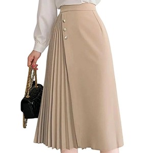 Saia Plissada Alfaiataria Com Botão Moda Evangelica Estilo Coreano