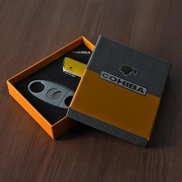 Kit Cohiba - Cortador Metal e Isqueiro (3 chamas)