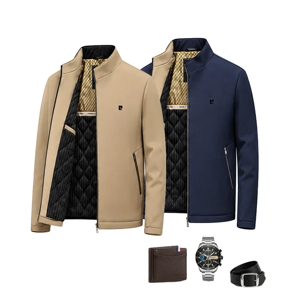 Jaqueta Masculina Soberano com Interior Forrado a Prova D’Água e Bolsos Internos +BRINDES: Relógio, Cinto e Carteira