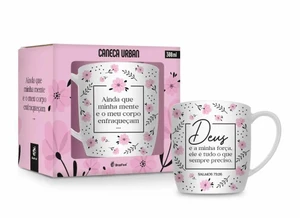 CANECA PORCELANA URBAN 300ML FE1 - DEUS MINHA FORÇA