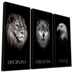 Quadro Disciplina, Execução e Foco 3 Peças