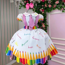 Vestido Temático - Aquarela Abc - Branco 
