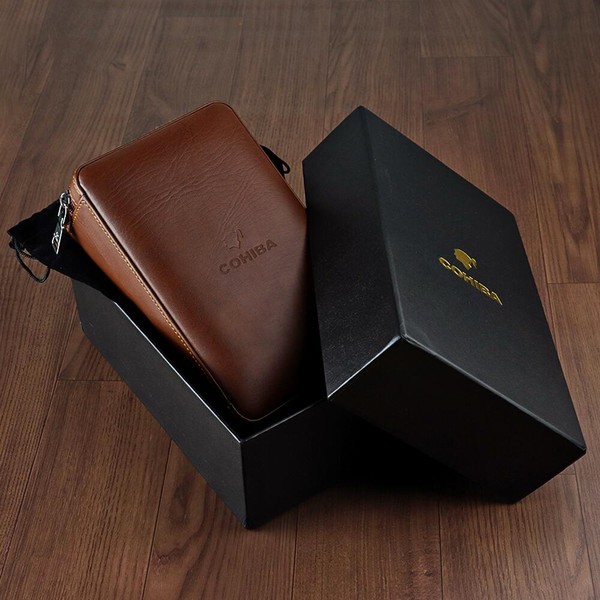 Umidor de Viagem Cohiba para 4 Charutos em Couro - Marrom