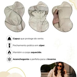 Jaqueta Puffer Feminina De Couro Forrada com Pelinho