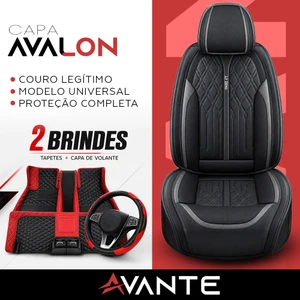 Kit Completo de Capas para Banco de Carro Avalon em Couro Legítimo Universal 5 Lugares Com Airbag + Tapetes e Capa de Volante