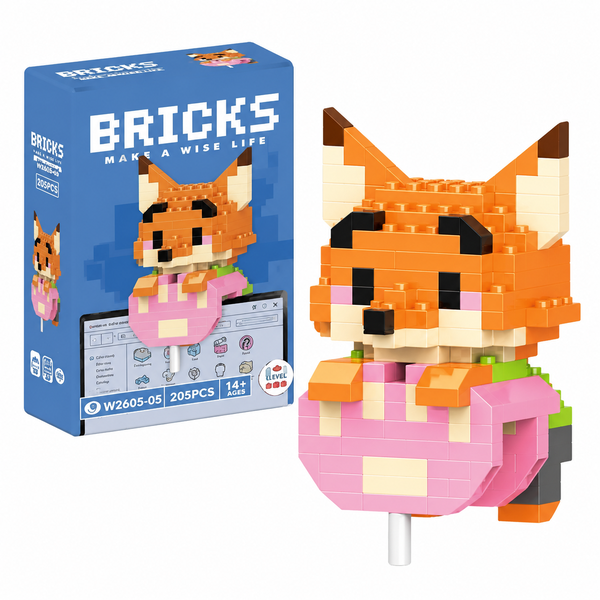 Mini Blocos de Montar Raposa Pixelado Colecionável - 202 Peç