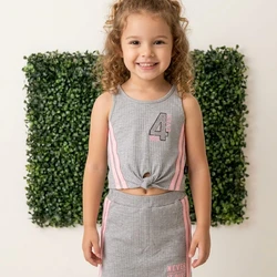 CONJUNTO BLUSA SAIA CANELADA MESCLA WE ARE IT GIRL 2246 