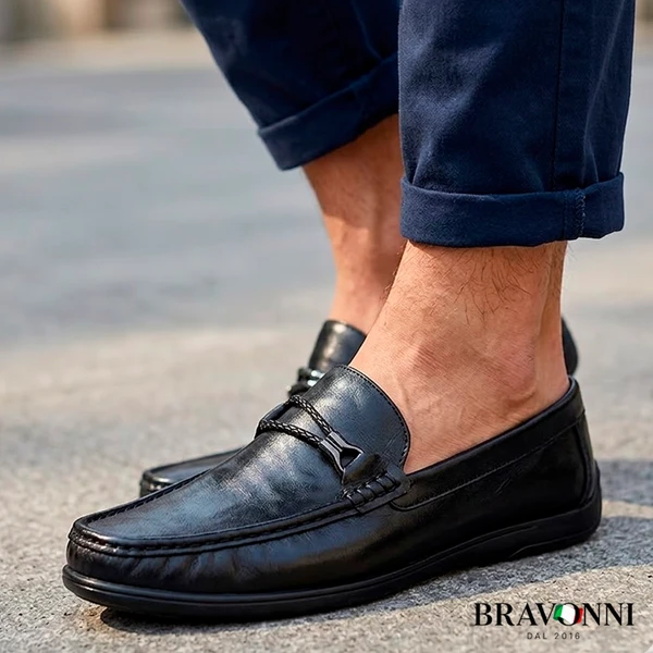 [COMPRE 1 LEVE 2] Mocassins Casuais em Couro Bovino Estilo Britânico
