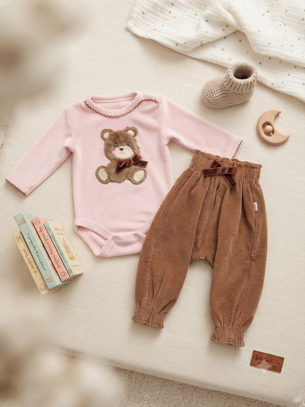 CONJUNTO BODY C/ CULOTE VELUDO DE MALHA COLETE/VELUDO ONDULE ELOA ROSA 0101 UPI ULI