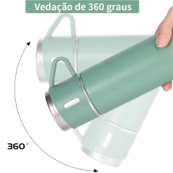 Garrafa Térmica 500ml em Aço Inoxidável com 3 Xícaras