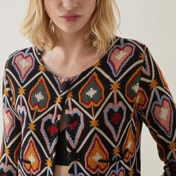 Jaqueta Cropped Tricot Jacquard  - Anturio Wallpaper