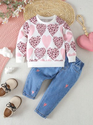 Conjunto Moletom e Jeans Leopardo Rose