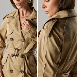 Trench Coat Longo Feminino Milano SarjadoVelour