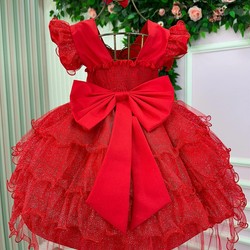 Vestido Luxuoso Babadinho - Vermelho Brilhante