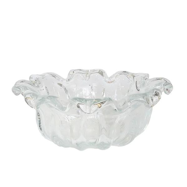 Vaso De Murano Cristal Transparente Com Orquídeas