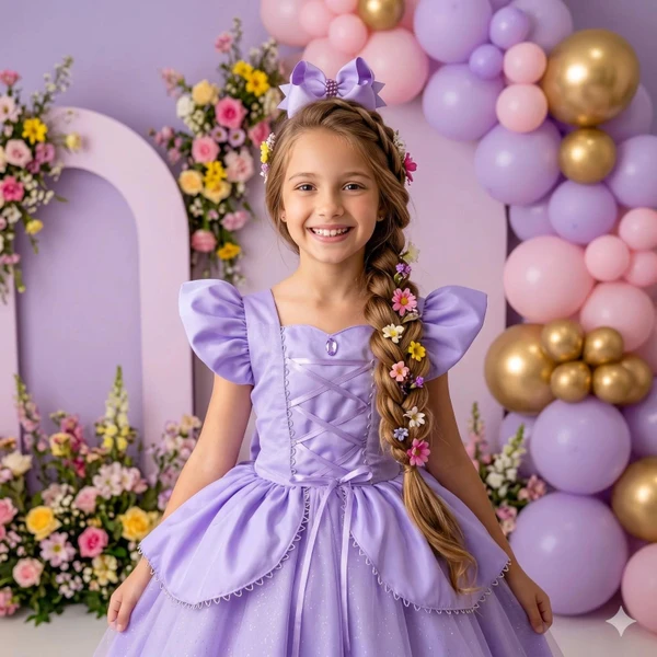 Vestido Fantasia Longo - Rapunzel 