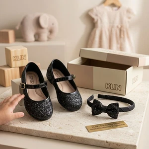 SAPATILHA PRINCESA BABY + TIARA PRETO KLIN 152126