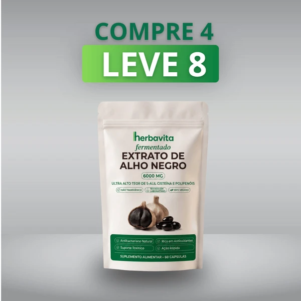 Herbavita® Alho Negro Fermentado 6.000mg - 10% de Desconto no Pix + Frete Grátis