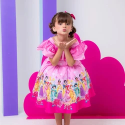Vestido Temático Estampado - Princesas - Rosa 