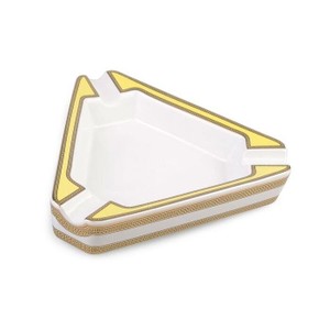 Cinzeiro de Ceramica para 3 Charutos Motier - Branco e Amarelo