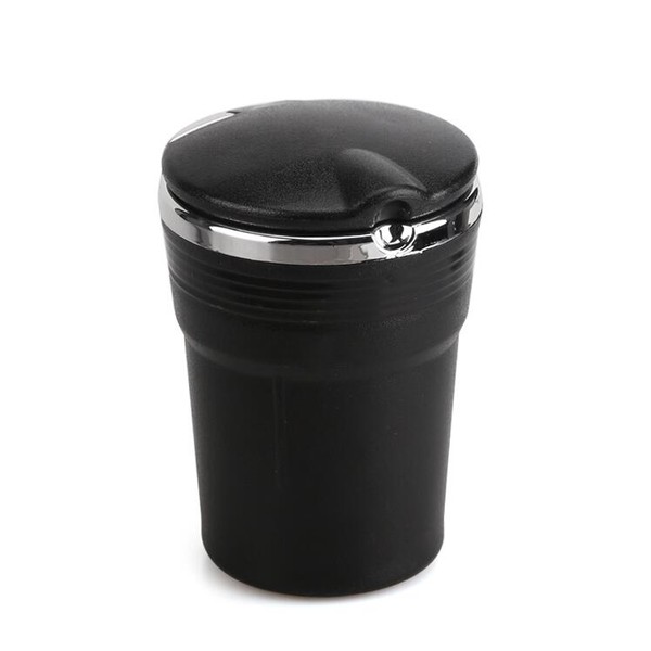 Cinzeiro de Plástico Portátil com Tampa e Luz Mod.02 - Preto