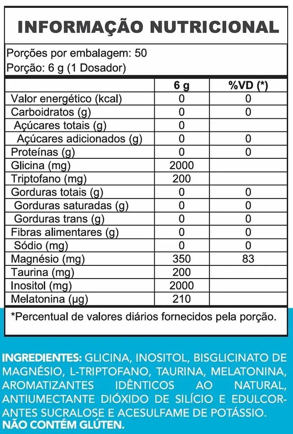 MAGNESIO INOSITOL - COM GLICINA, MELATONINA E TRIPTOFANO - 300G - CHEF WHEY