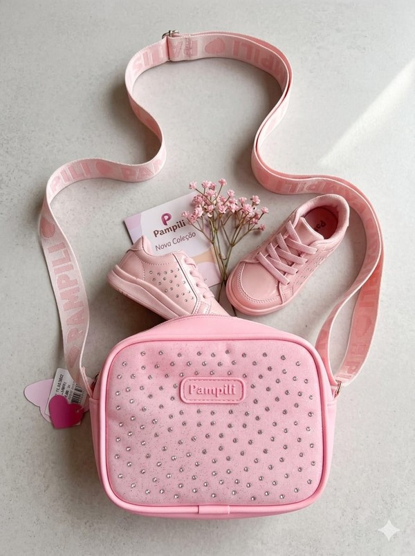 BOLSA INFANTIL PAMPILI GLITTER DEGRADE ROSA NÉON - 6001153