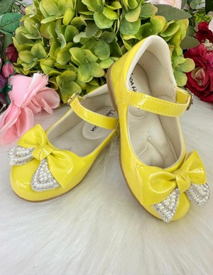 Sapatilha Flor Di MIla -  Amarelo Laço com Glitter