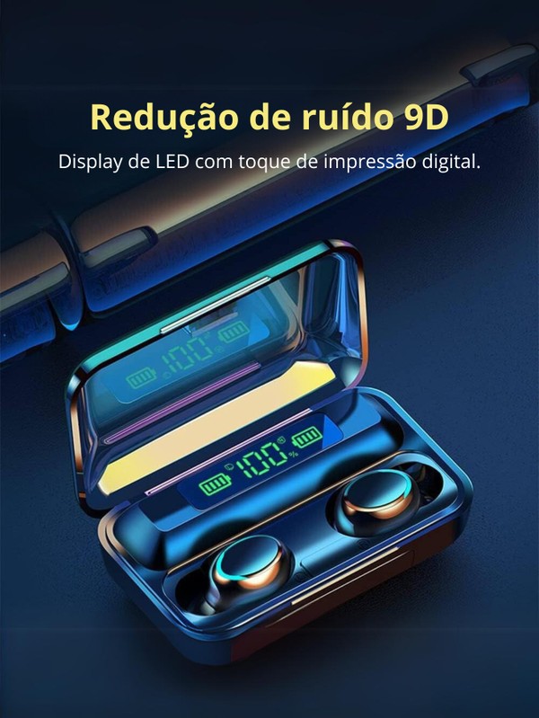 Fone De Ouvido F9 Sem Fio Bluetooth Com Visor LED Tela Smart Interativa TWS Estéreo Ideal Para Todo Tipo de Eventos