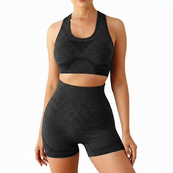 Conjunto fitness feminino modelador para academia, focado em valorização da silhueta, conforto e desempenho nos treinos.