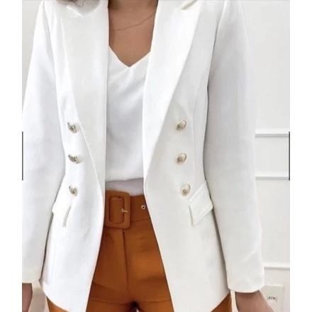 Blazer Alfaiataria Feminino Casaco Social Com 6 Botão 