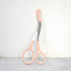 Tesoura rosa para aparar sobrancelhas com pente embutido - aço inoxidável, ferramenta de aliciamento precisa, criando sobrancelhas perfeitas