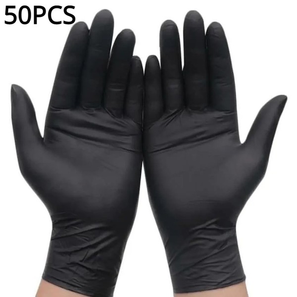 100/50/20 pçs luvas de nitrilo preto engrossado luvas descartáveis para limpeza cabeleireiro à prova dwaterproof água lavar louça tatuagem luvas