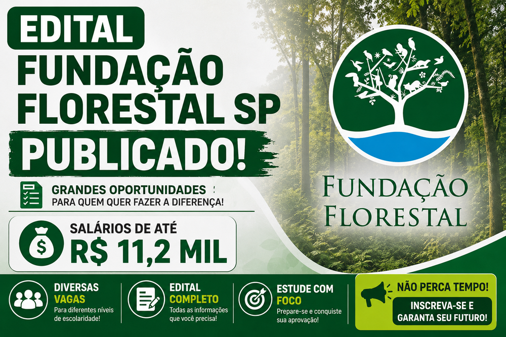 Edital Fundação Florestal SP publicado! Salários de até R$ 11,2 mil