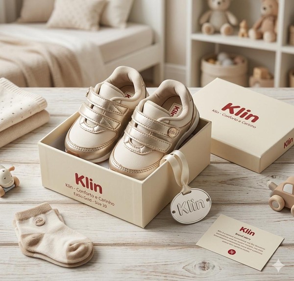 TENIS MINI WALK DOURADO/OFF WHITE KLIN 453059 