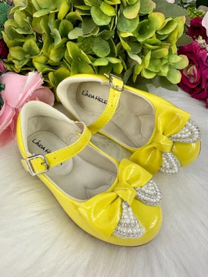Sapatilha Flor Di MIla -  Amarelo Laço com Glitter