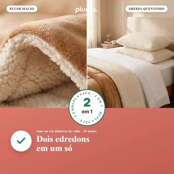 Coberdrom Dupla Face Sherpa + Manta — Pele de Carneiro