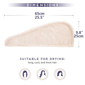 Toalha de cabelo de cor sólida Touca de cabelo seca texturizada 9,8 