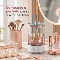 Limpador Elétrico de Pincéis de Maquiagem USB com Rotação Automática Limpa e Seca Rápido