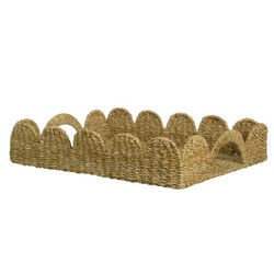 Bandeja em Fibra Natural Bege G 54,5x38x8cm