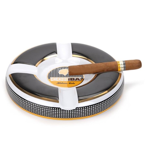 Cinzeiro para 4 Charutos Cohiba - Redondo Branco Luxo